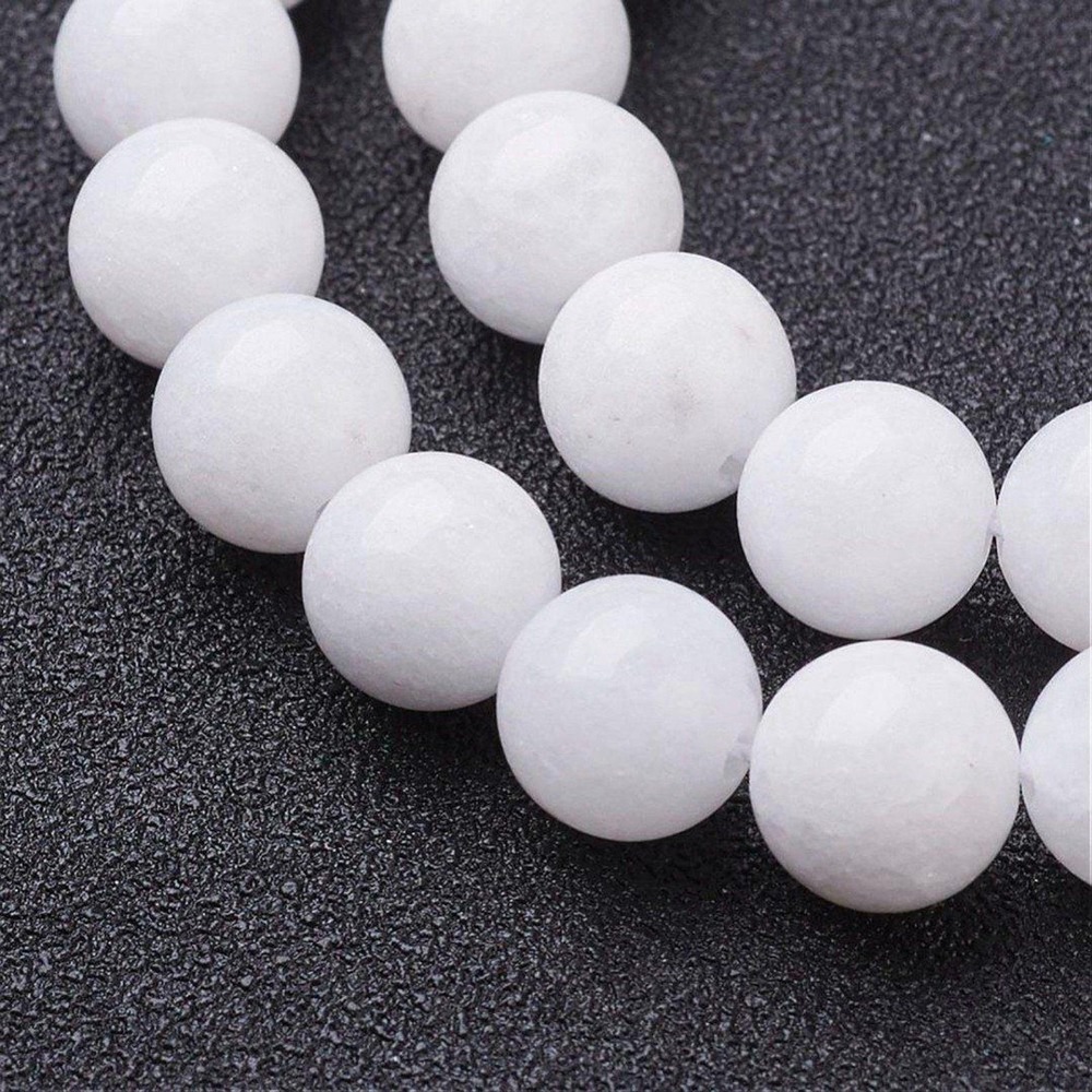 8MM White Quartzite Beads-ONE‎ Gemstone Bead Strand-Jewelry Supplies Crafts NWT